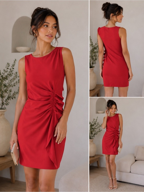Enfocus Studio Dresses & Skirts - Enfocus Studio Pink Ruched One Shoulder Cocktail Dress Size 4